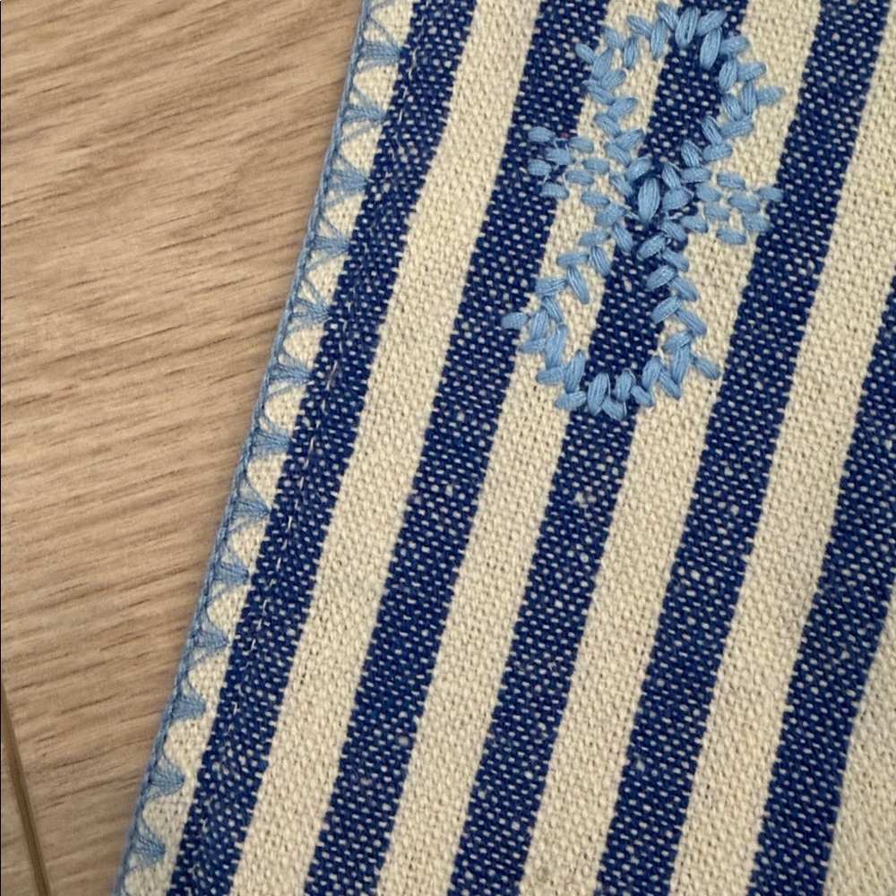 Tucker buck Blue Stripe Mini Sullivan Embroidered Canvas Caftan size small - Picture 5 of 5